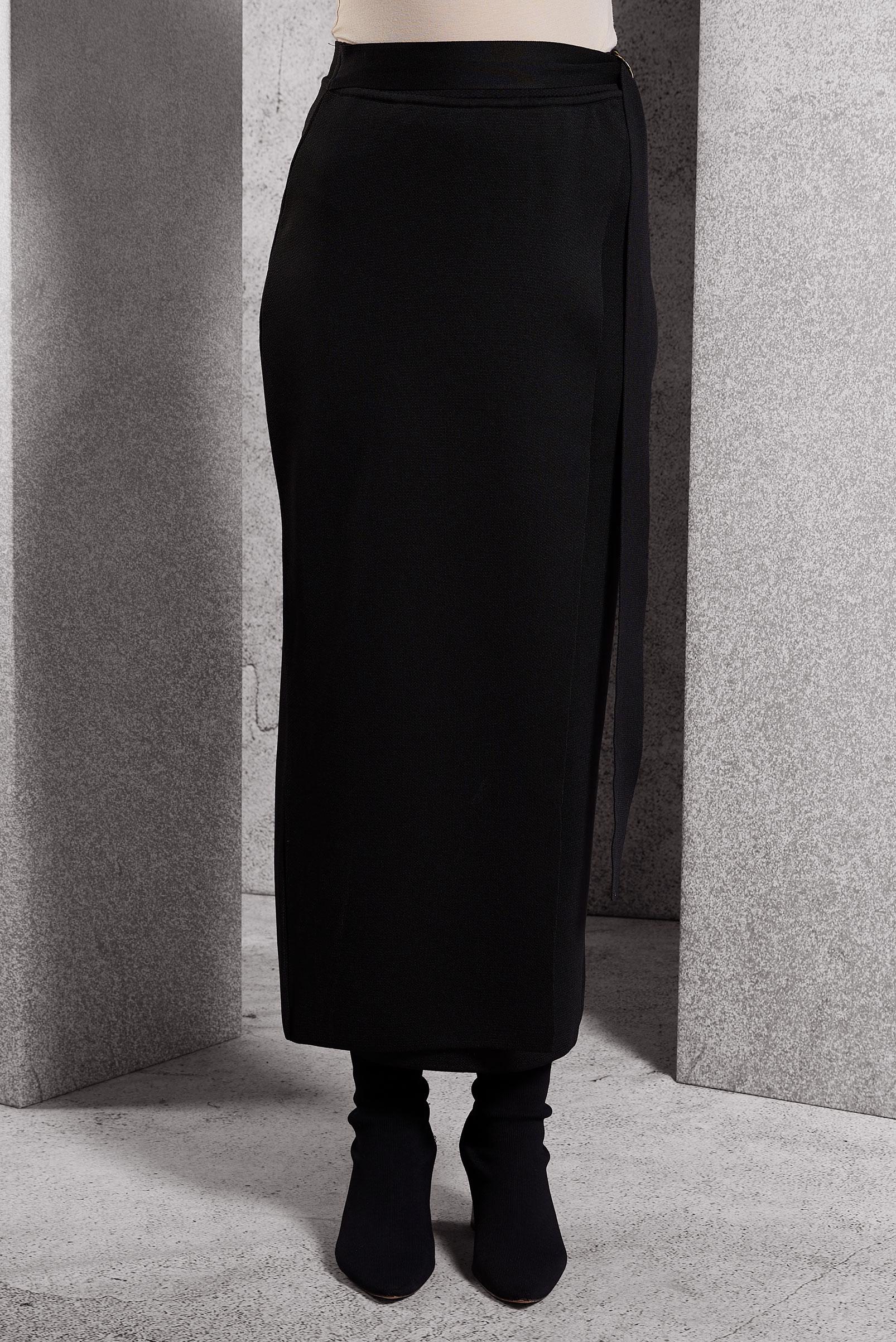 Tesettür giyim SİYAH KUŞAKLI TESETTÜR ETEK 60611