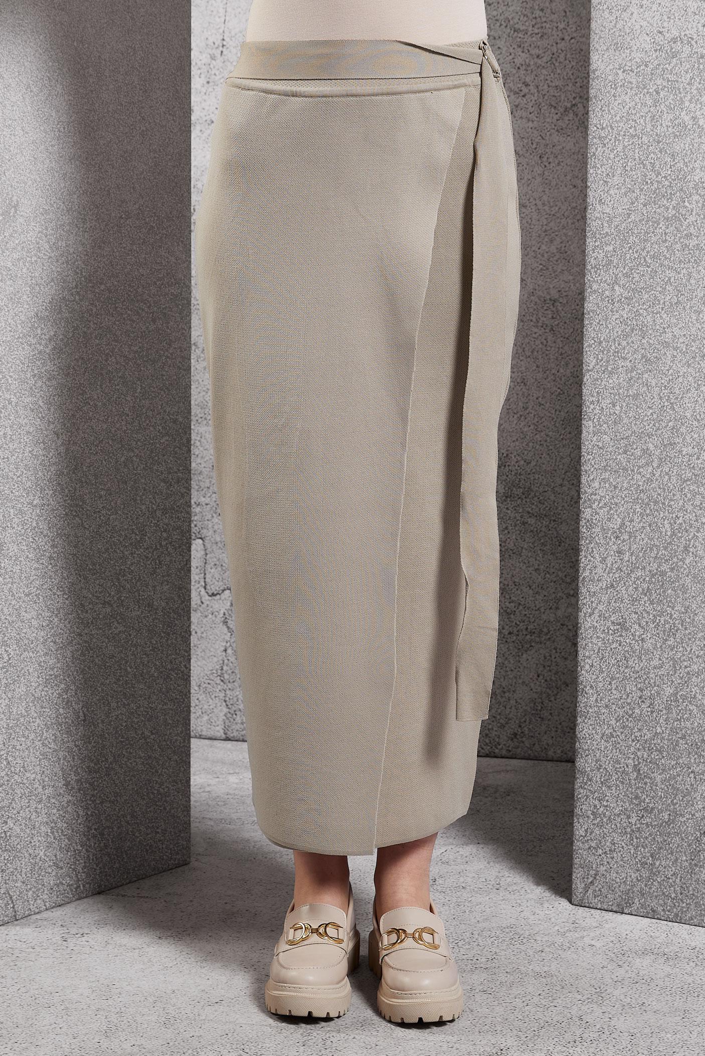 Hijab clothing BEIGE BELTED MODEST SKIRT 60611