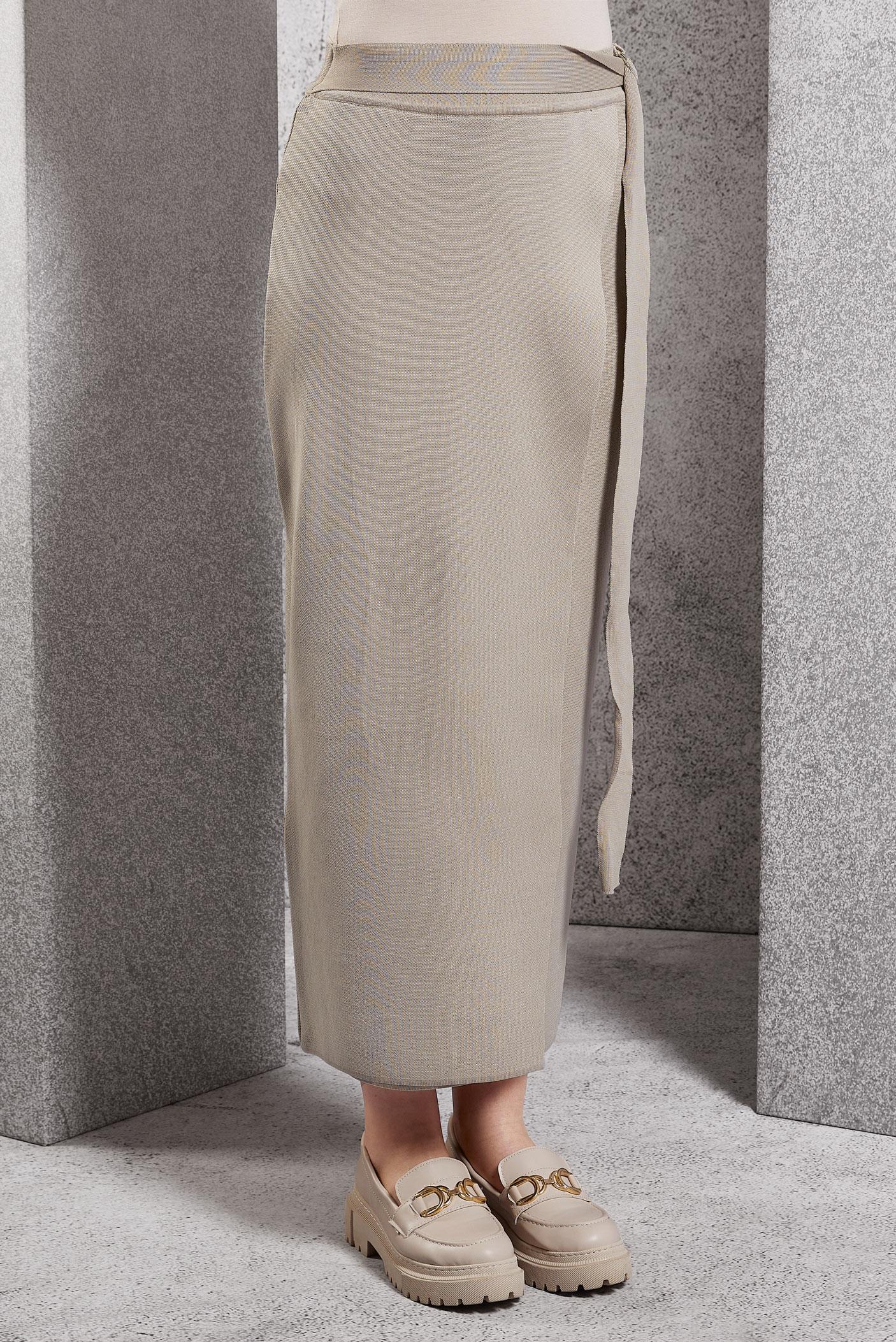 Hijab clothing BEIGE BELTED MODEST SKIRT 60611