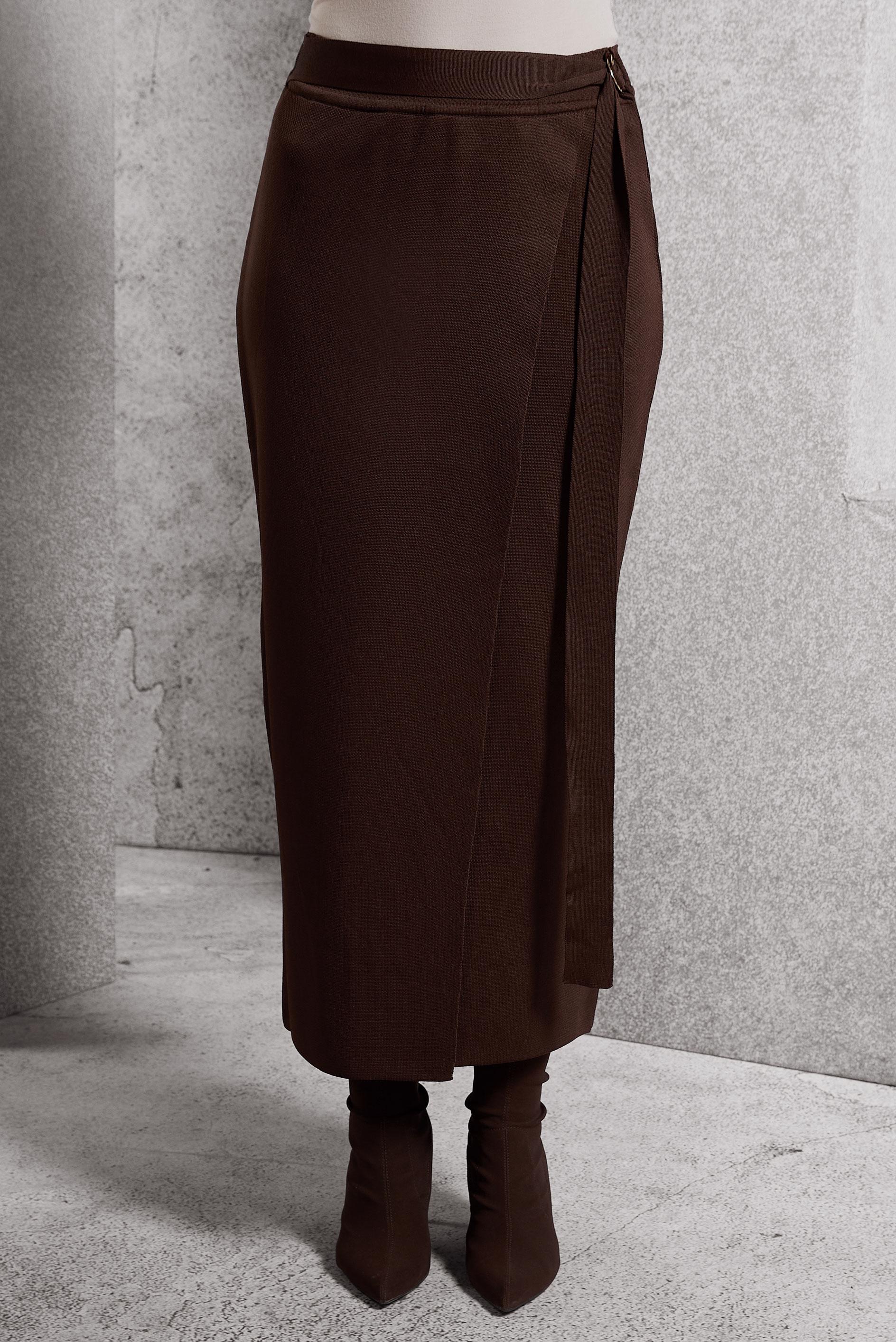 Hijab clothing BROWN BELTED MODEST SKIRT 60611