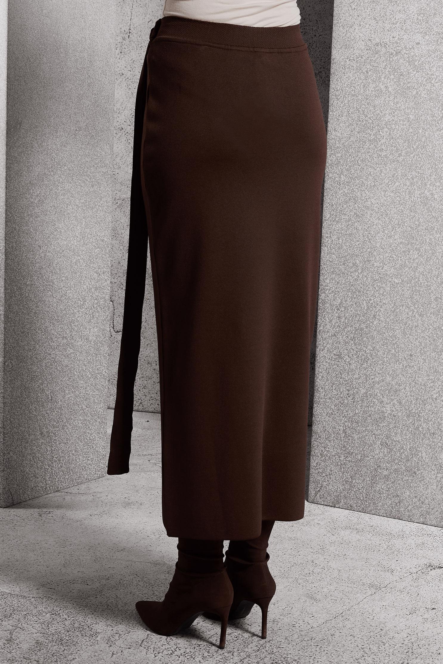 Hijab clothing BROWN BELTED MODEST SKIRT 60611