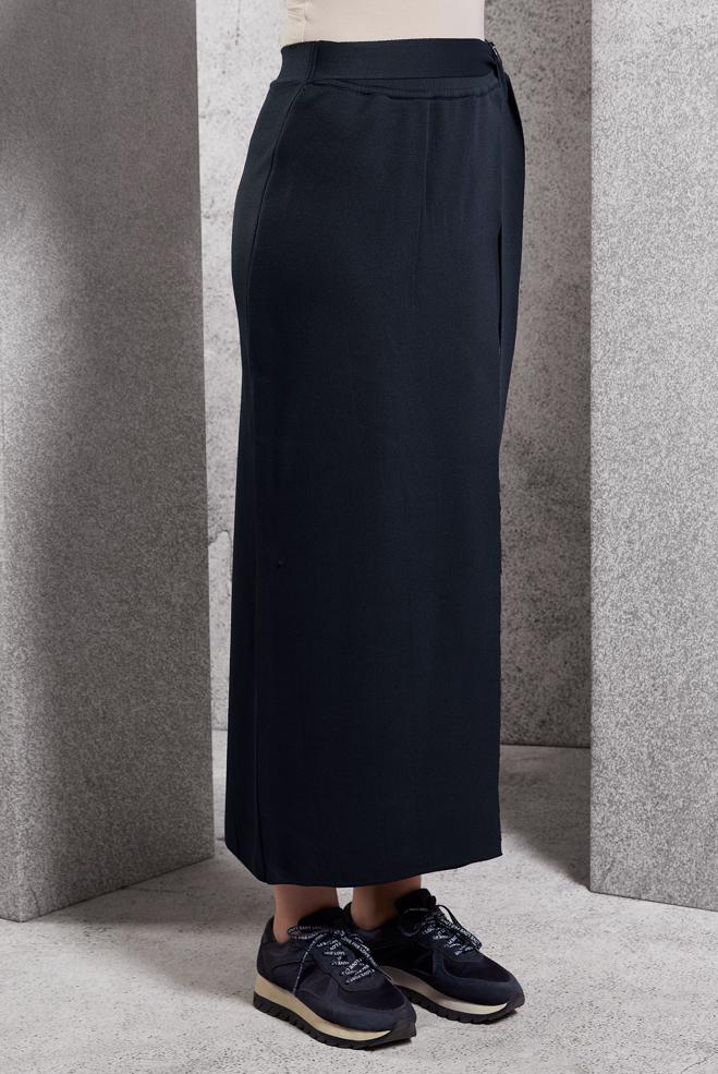 Vêtements hijab BLEU MARINE JUPE MODESTE CEINTURÉE 60611 - ALVİNA