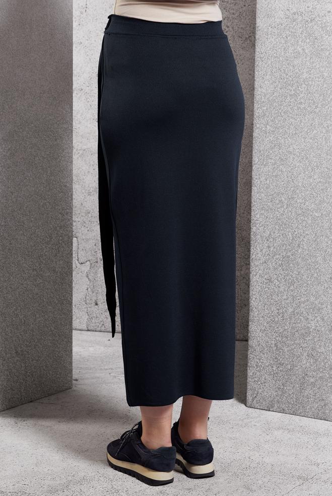 Vêtements hijab BLEU MARINE JUPE MODESTE CEINTURÉE 60611 - ALVİNA