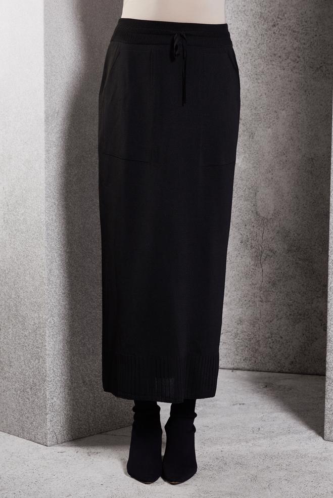 Tesettür giyim SİYAH TRİKO ETEK 60612 - ALVİNA