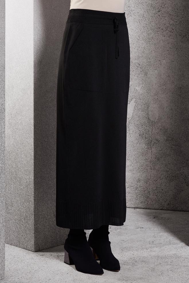 Tesettür giyim SİYAH TRİKO ETEK 60612 - ALVİNA