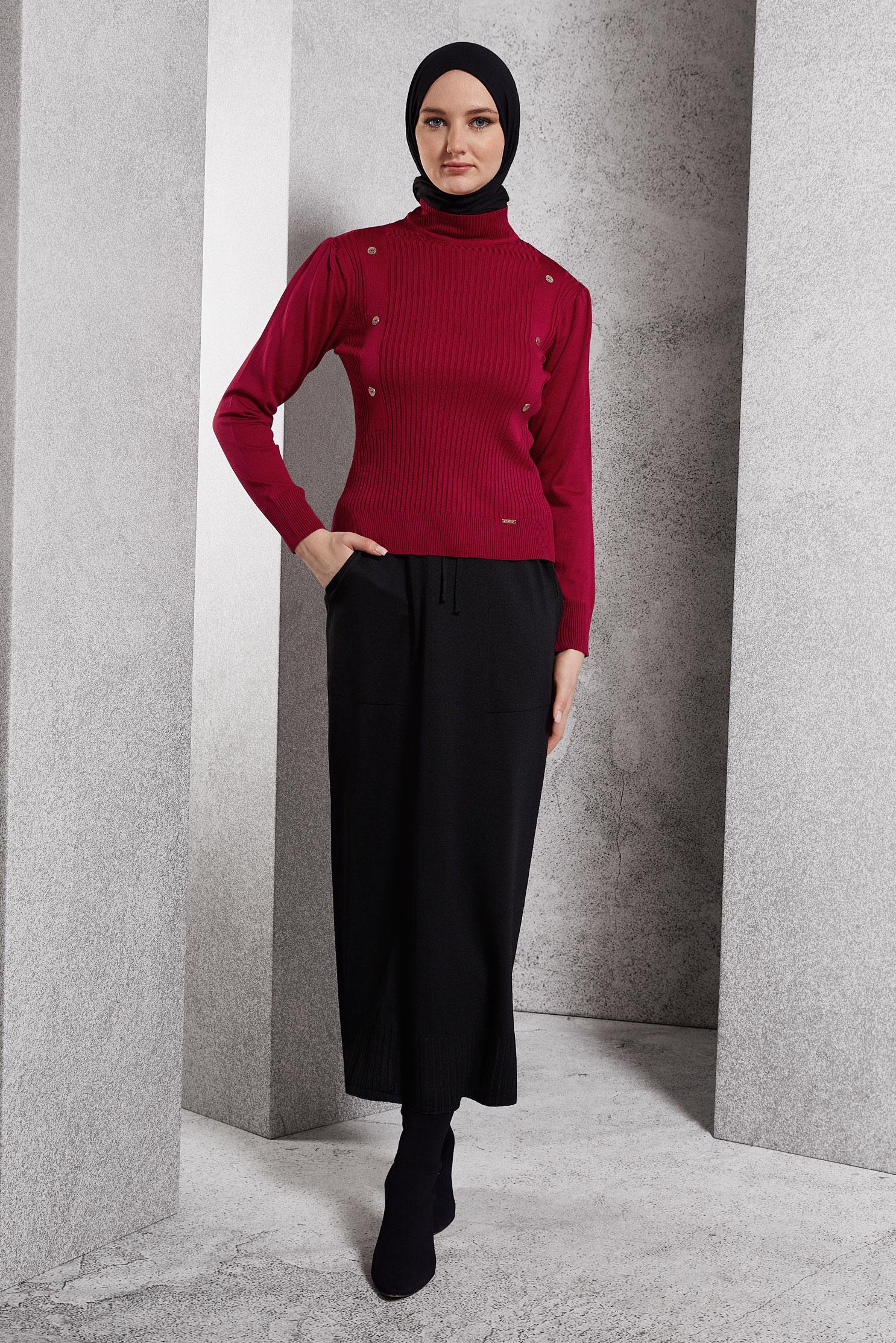 Hijab clothing BLACK KNITWEAR SKIRT 60612