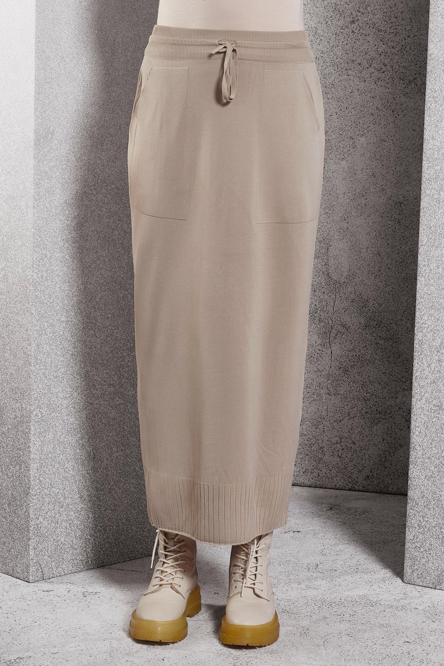 Hijab clothing BEIGE KNITWEAR SKIRT 60612