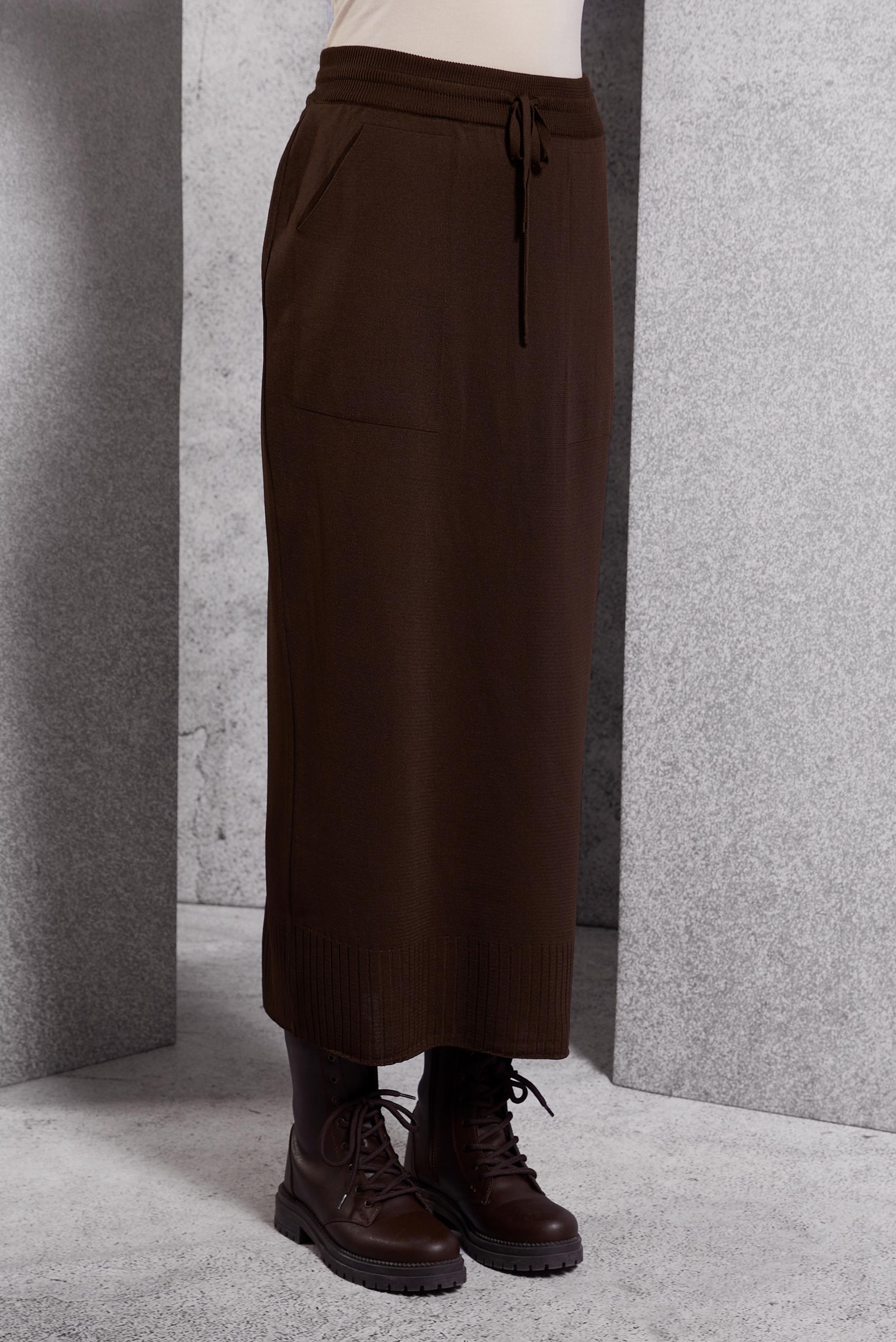 Tesettür giyim KAHVE TRİKO ETEK 60612