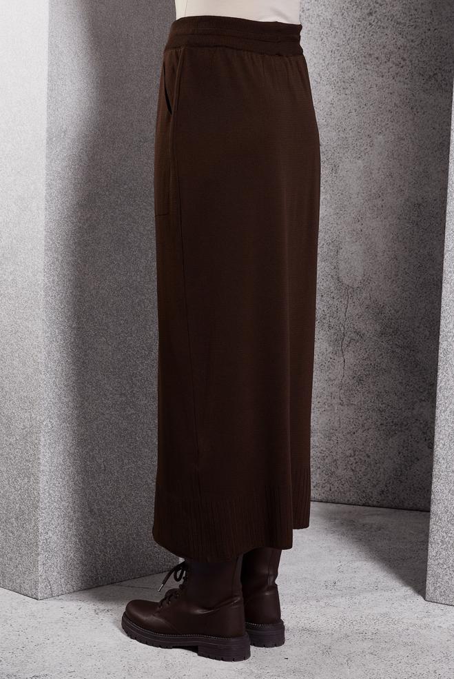 Tesettür giyim KAHVE TRİKO ETEK 60612 - ALVİNA