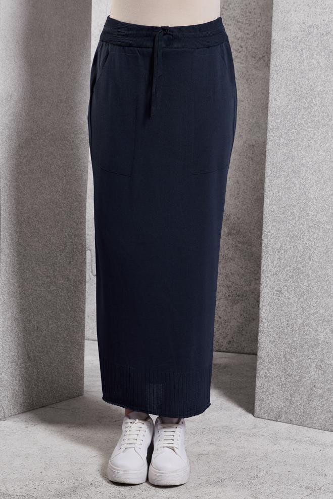 Tesettür giyim LACİVERT TRİKO ETEK 60612 - ALVİNA