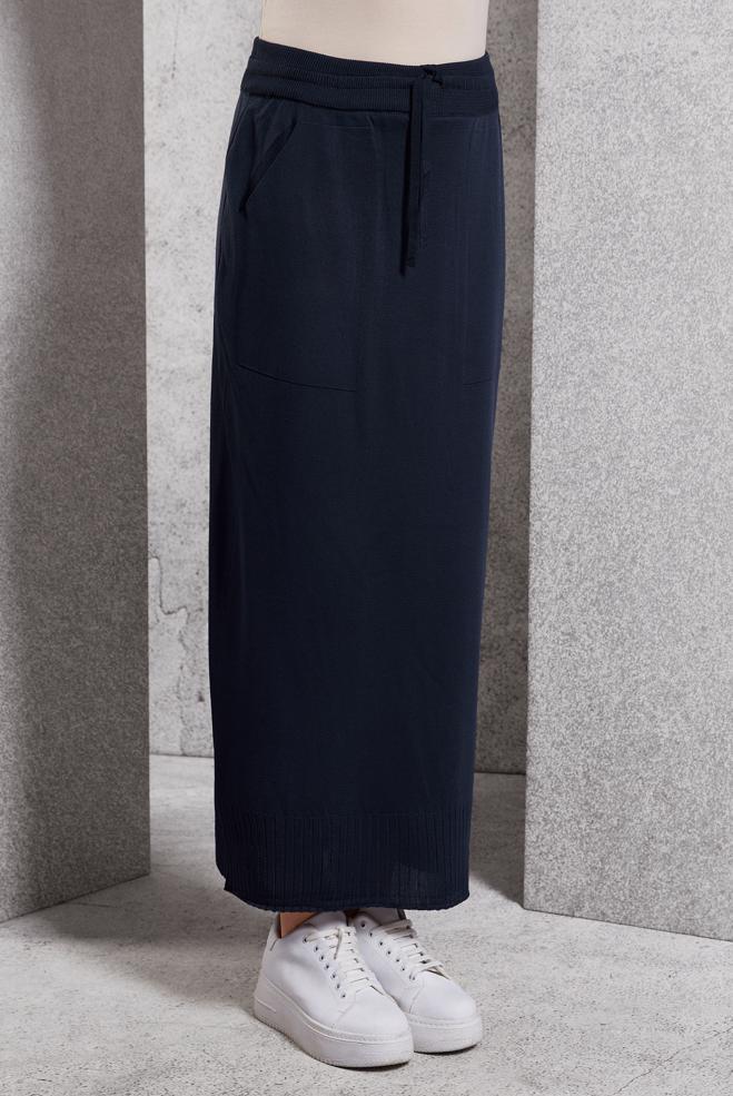 Tesettür giyim LACİVERT TRİKO ETEK 60612 - ALVİNA