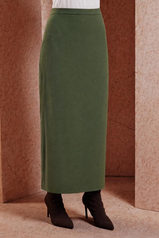 Vêtements hijab KAKI JUPE DROITE MODESTE 60613 - ALVİNA