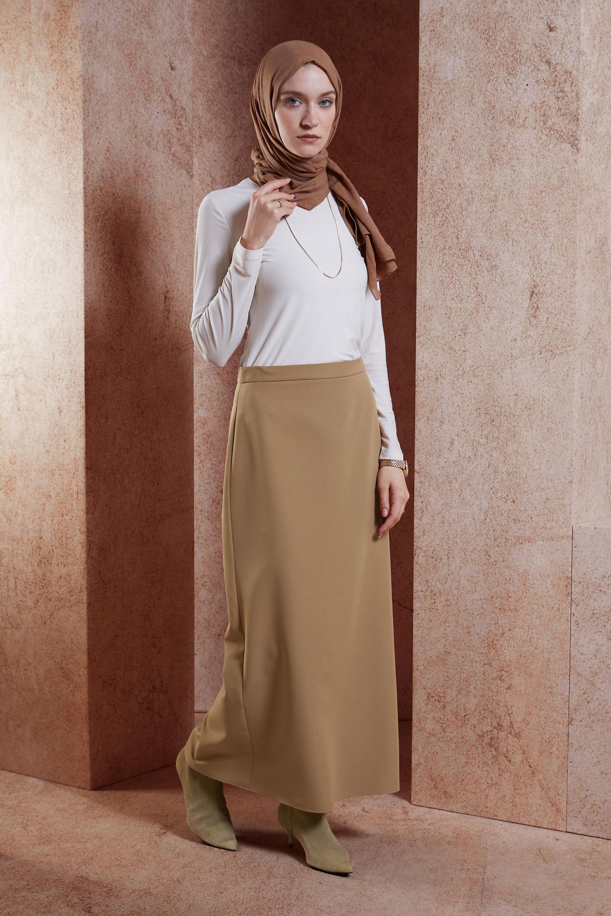 Vêtements hijab BEIGE JUPE DROITE MODESTE 60613