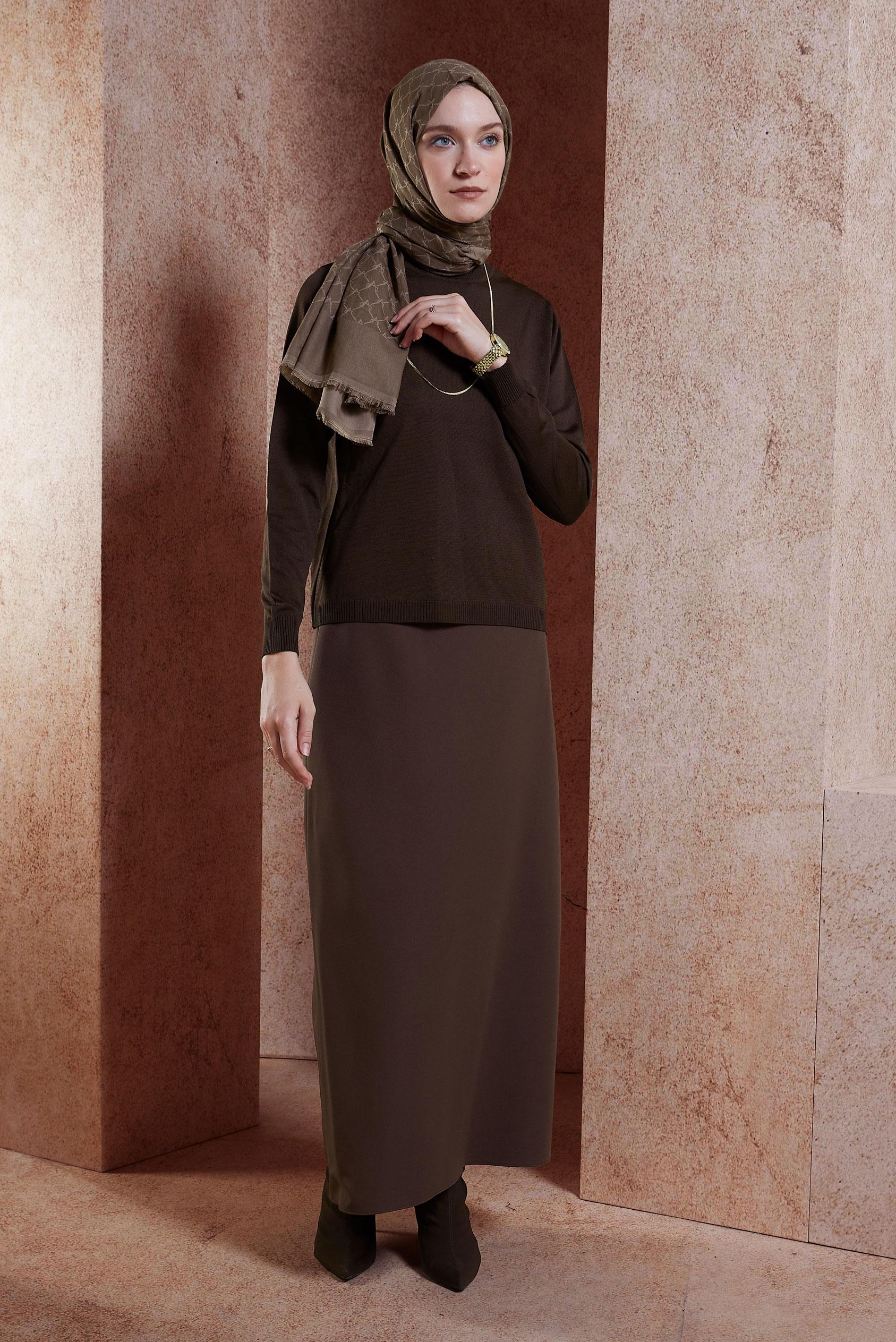 Vêtements hijab BRUN JUPE DROITE MODESTE 60613