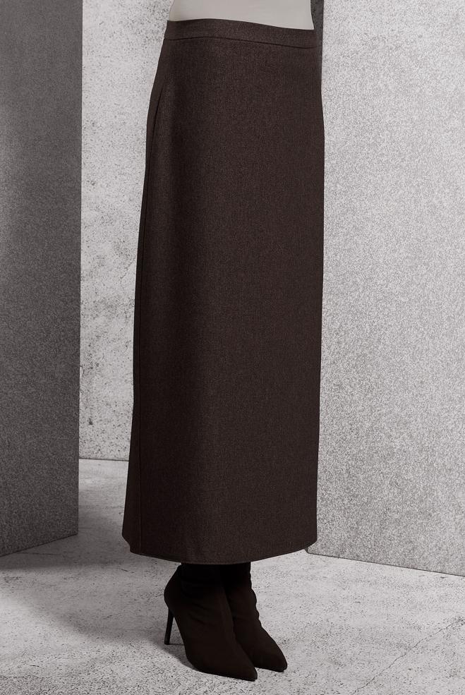 Tesettür giyim KAHVE DÜZ KESİM TESETTÜR ETEK 60614 - ALVİNA