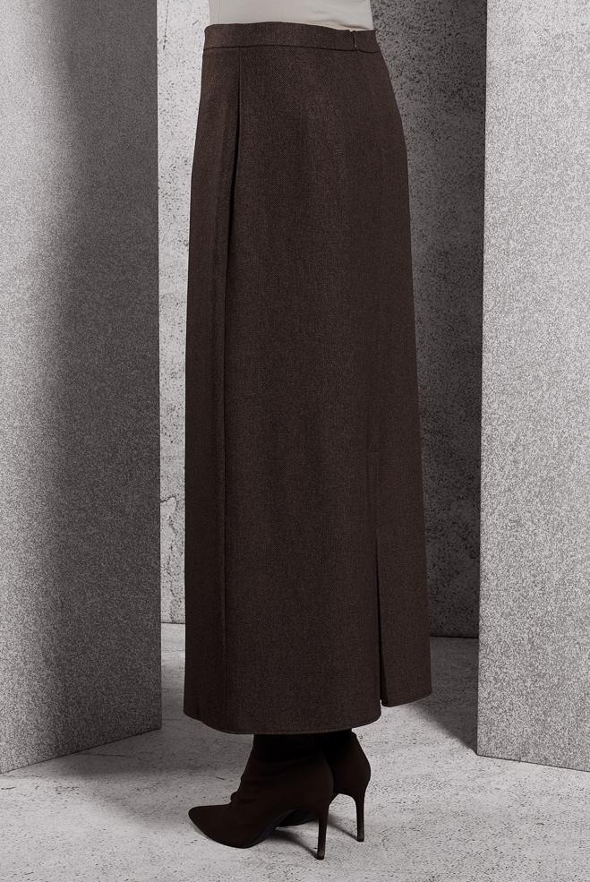 Tesettür giyim KAHVE DÜZ KESİM TESETTÜR ETEK 60614 - ALVİNA