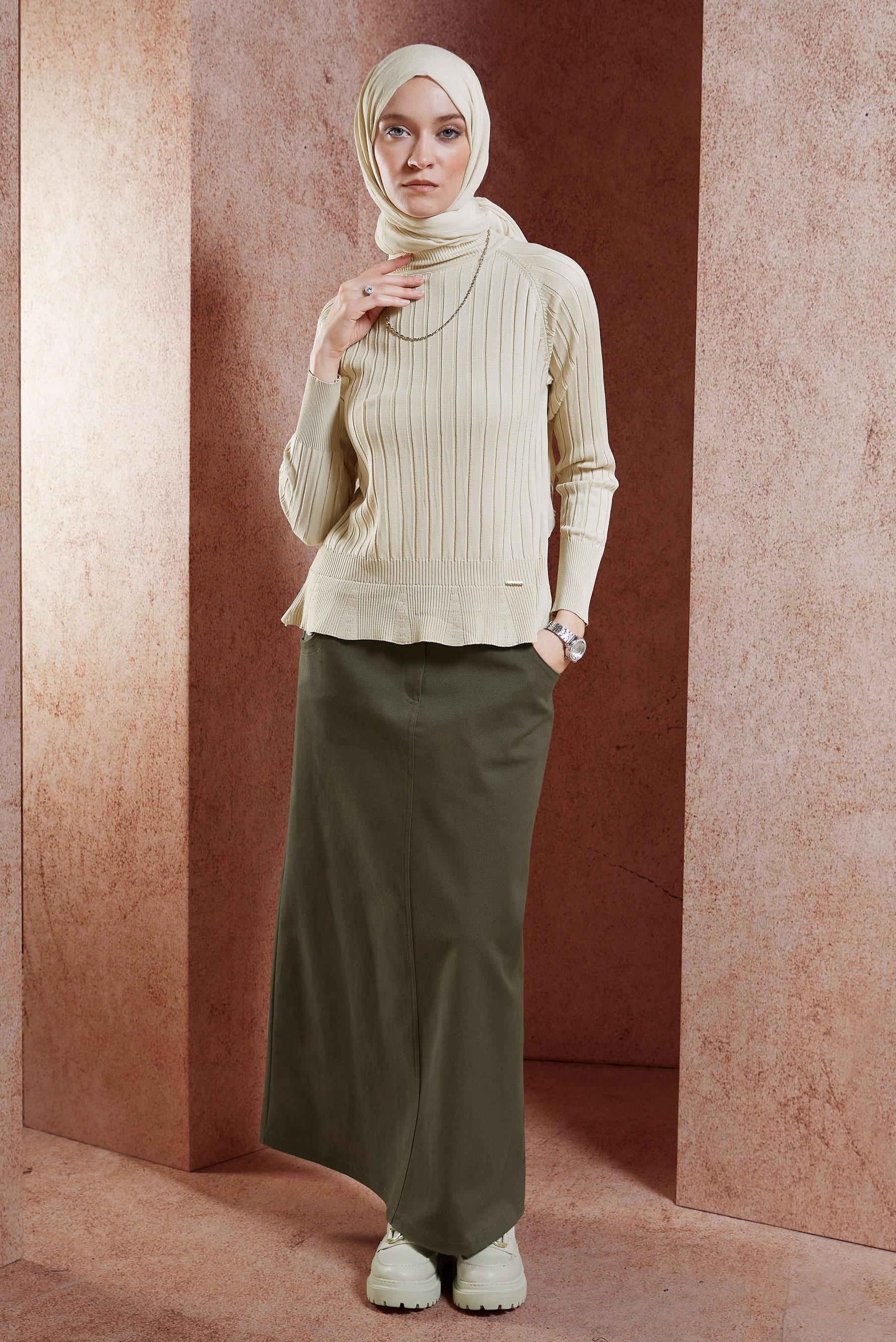 Hijab clothing KHAKI MODEST SKIRT 60615
