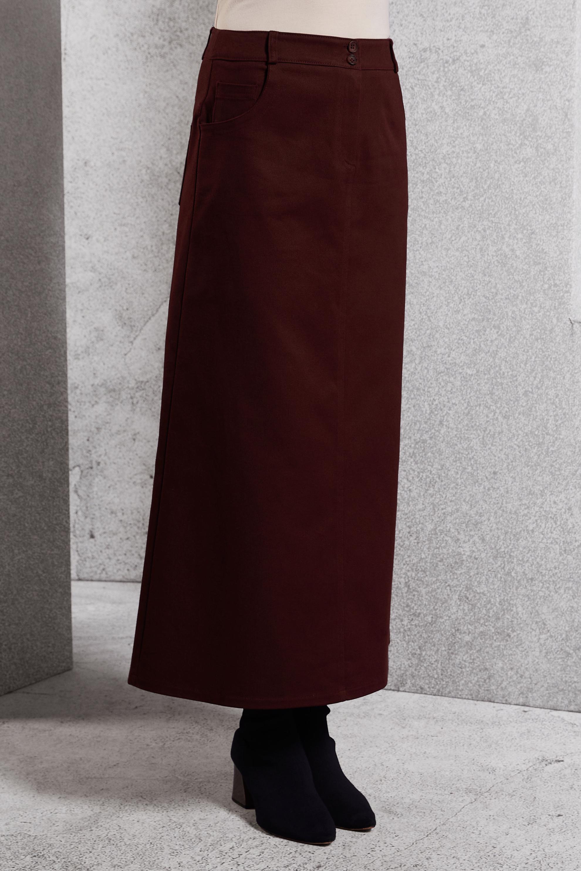Tesettür giyim BORDO DÜZ KESİM TESETTÜR ETEK 60615