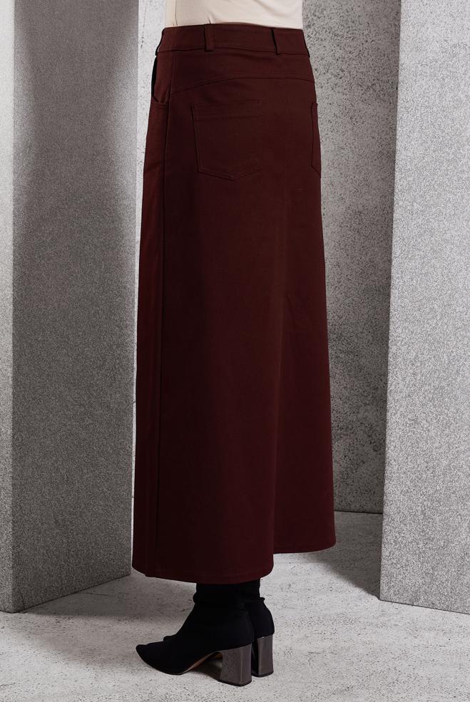 Tesettür giyim BORDO DÜZ KESİM TESETTÜR ETEK 60615 - ALVİNA
