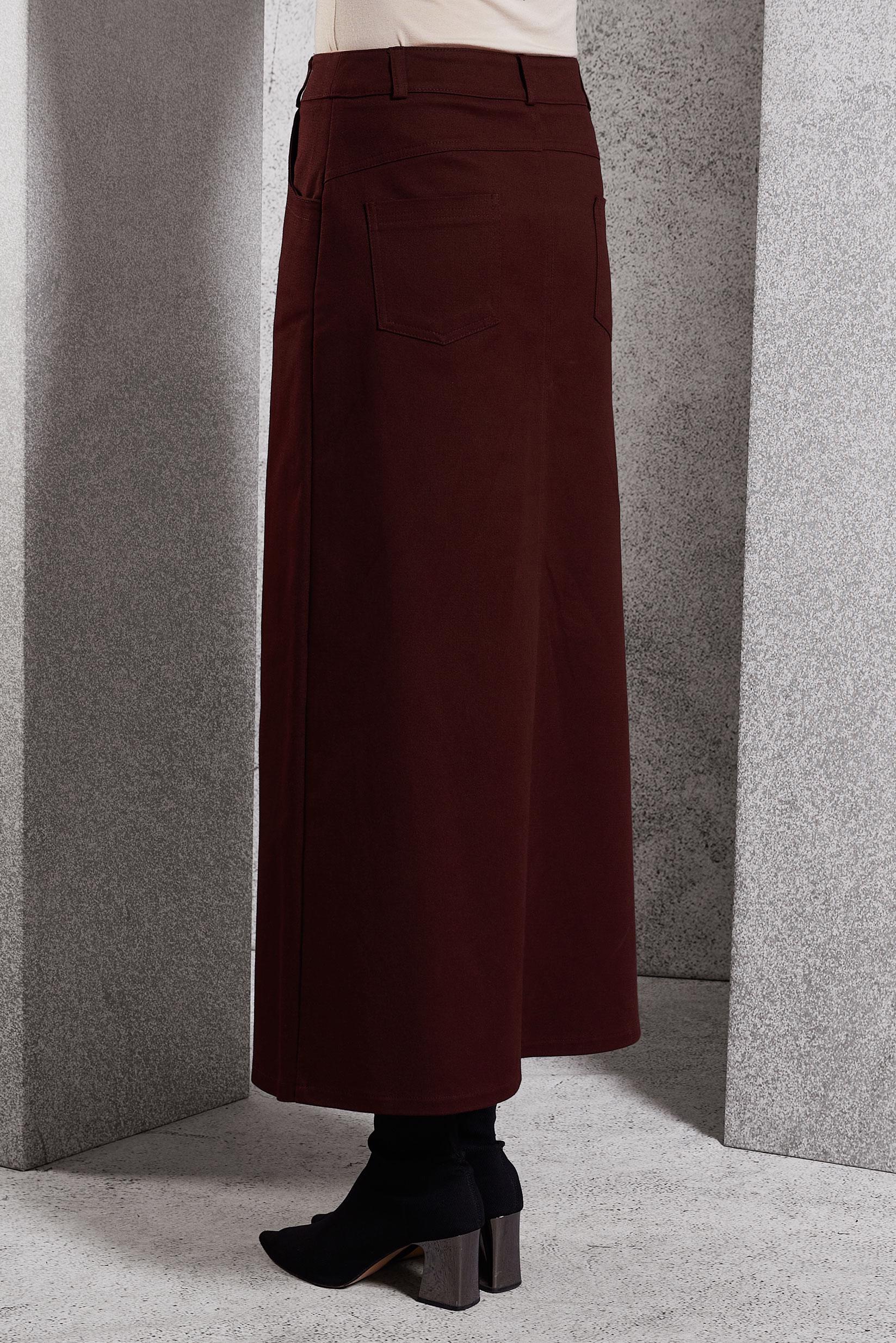 Tesettür giyim BORDO DÜZ KESİM TESETTÜR ETEK 60615