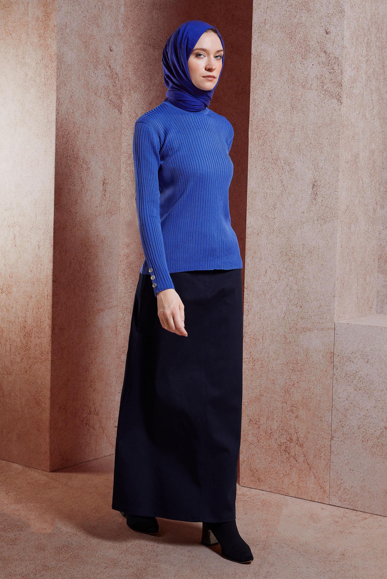 Hijab clothing NAVY BLUE MODEST SKIRT 60615