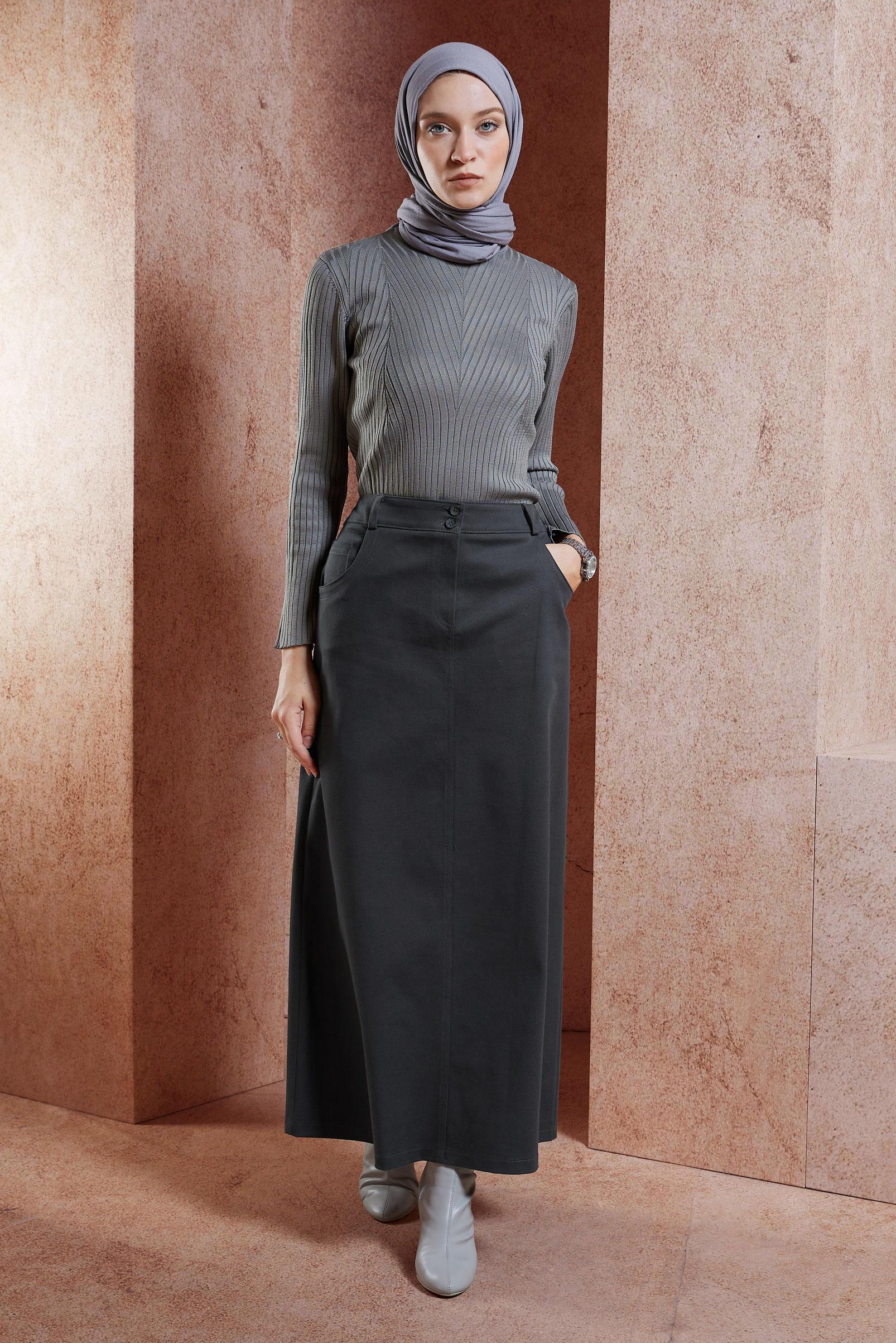Hijab clothing GREY MODEST SKIRT 60615