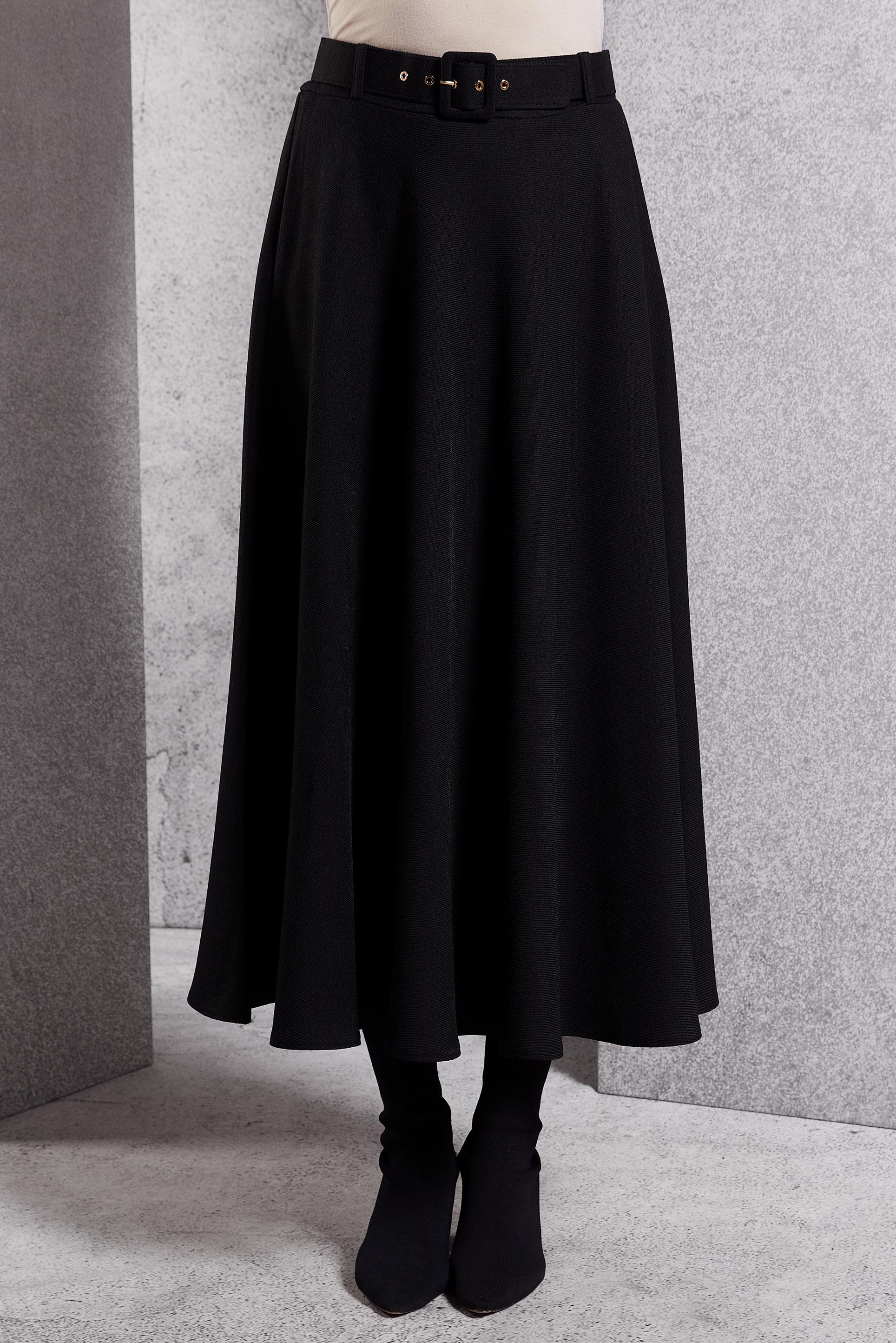 Tesettür giyim SİYAH KEMERLİ ETEK 60616