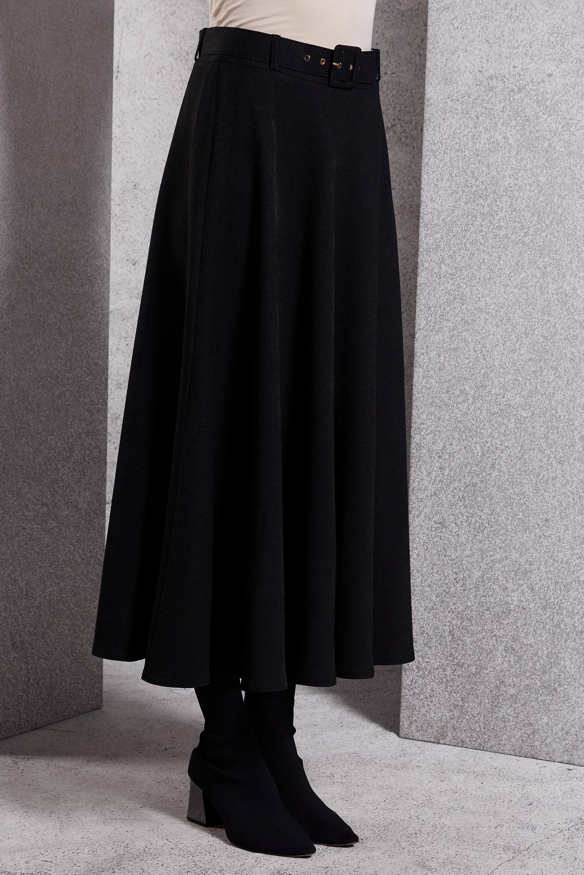 Tesettür giyim SİYAH KEMERLİ ETEK 60616