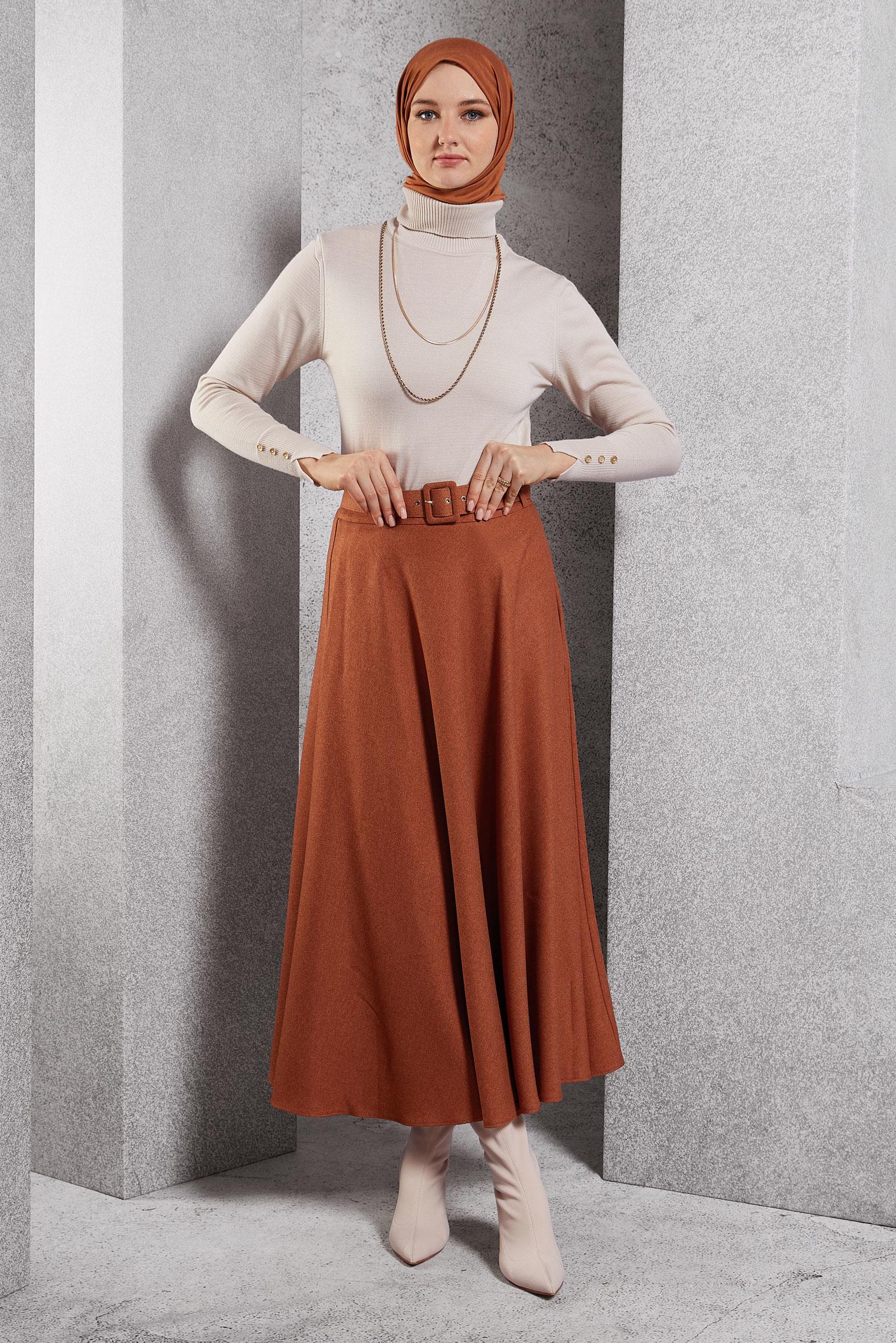 Hijab clothing ORANGE BELTED SKIRT 60616