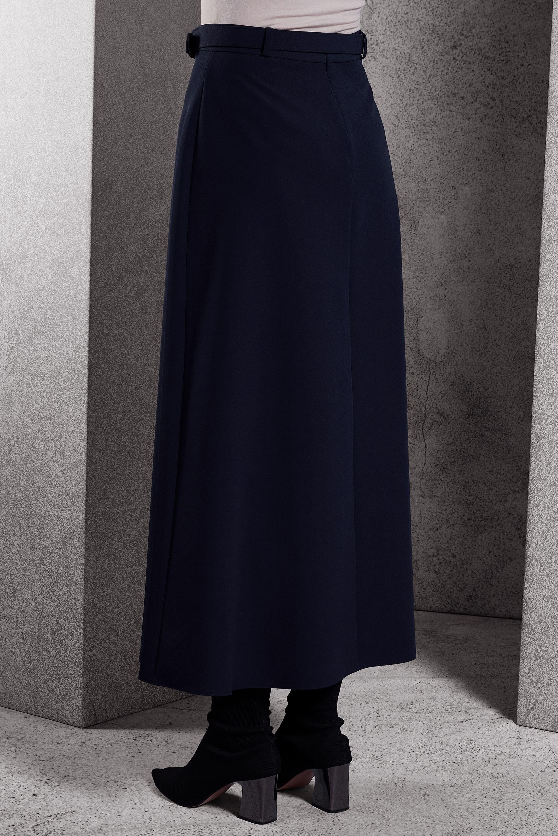 Tesettür giyim LACİVERT KEMERLİ UZUN ETEK 60617