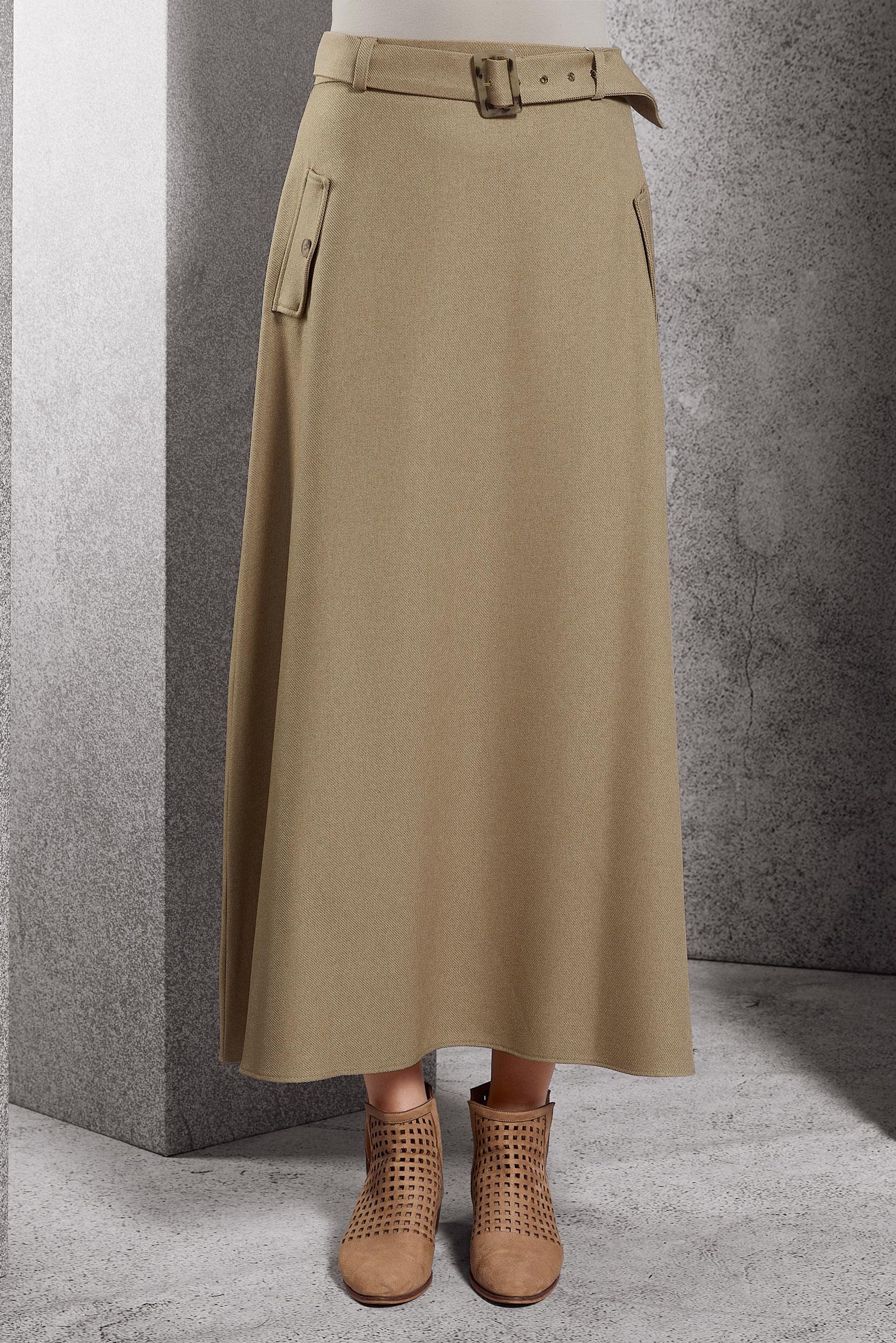 Hijab clothing BEIGE BELTED SKIRT 60618