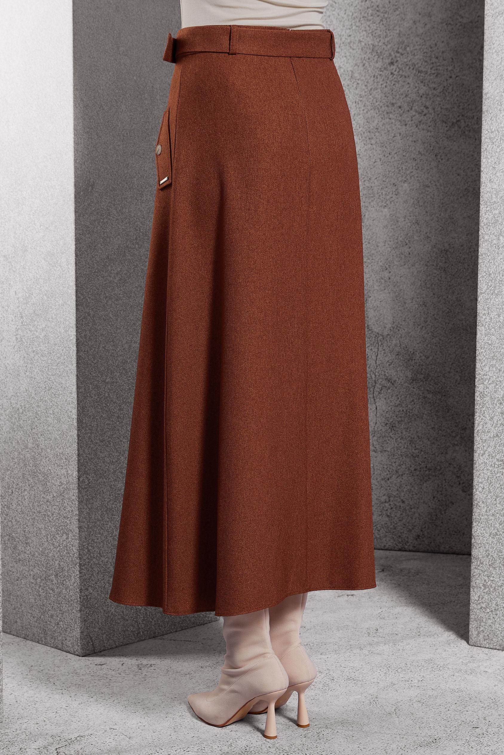 Tesettür giyim TURUNCU KEMERLİ ETEK 60618