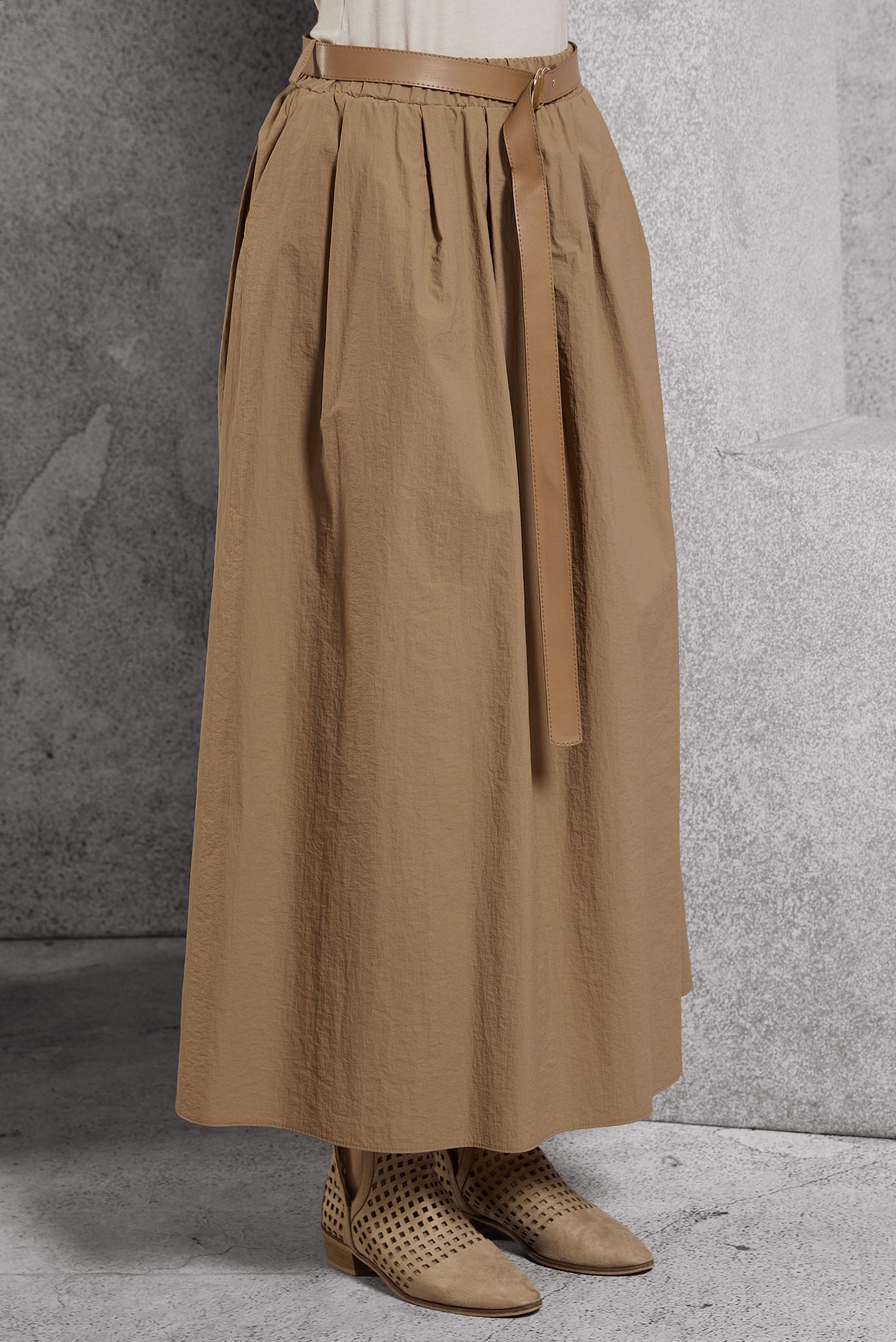 Tesettür giyim KAHVE KEMERLİ ETEK 60619