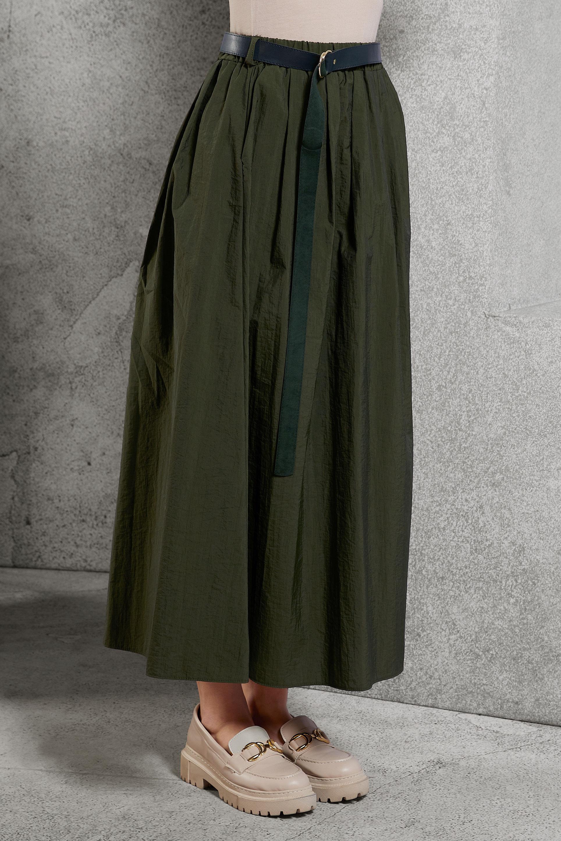 Tesettür giyim HAKİ KEMERLİ ETEK 60619