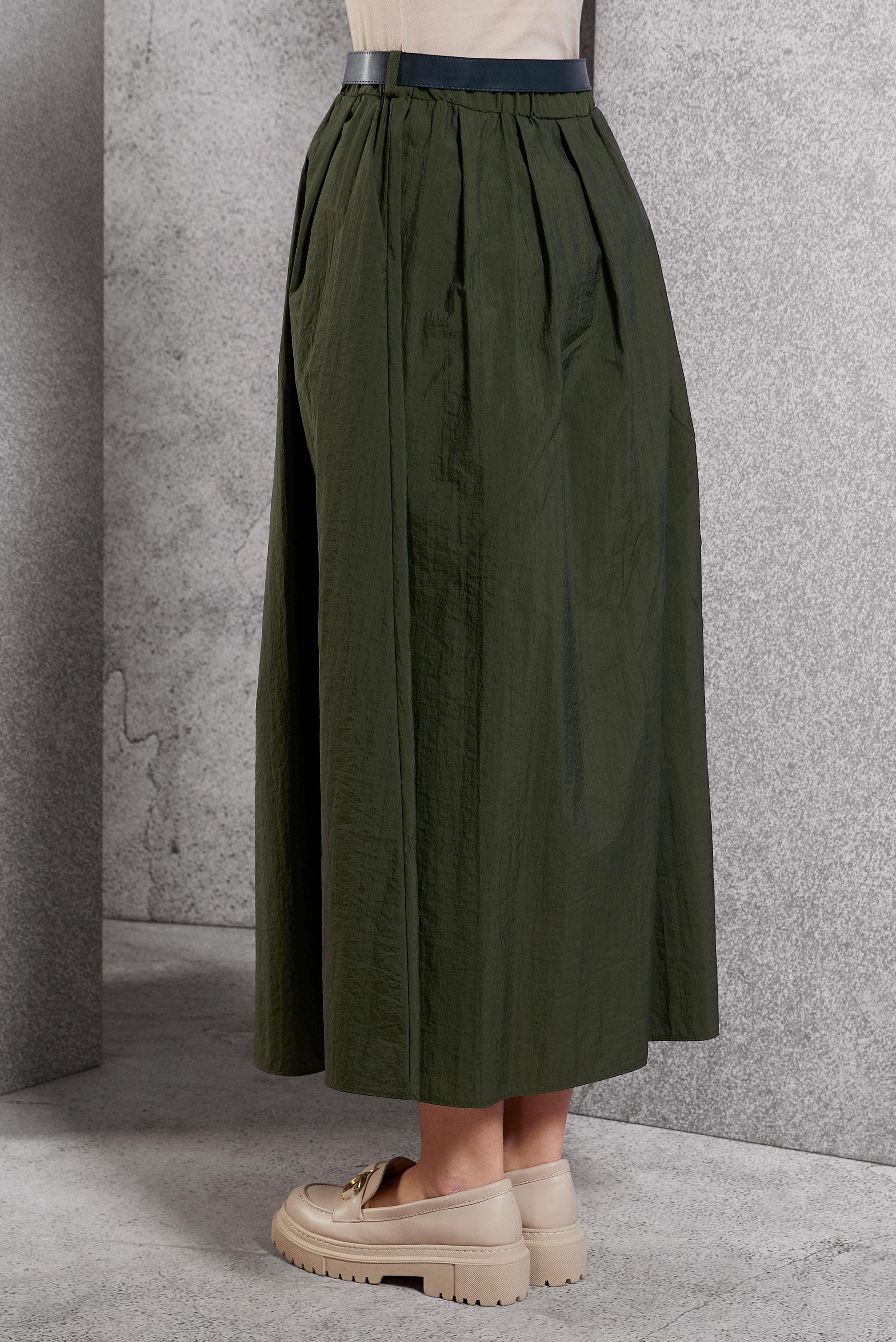 Tesettür giyim HAKİ KEMERLİ ETEK 60619