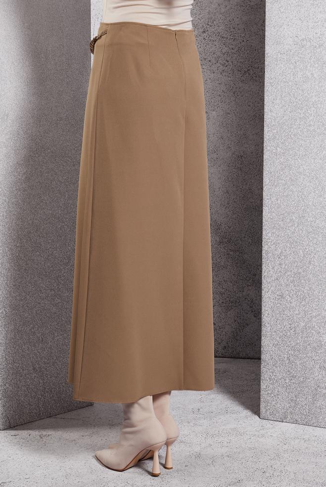Vêtements hijab BEIGE JUPE AVEC DÉTAIL DE CHAÎNE 60620 - ALVİNA