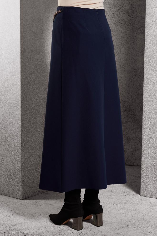 Vêtements hijab BLEU MARINE JUPE AVEC DÉTAIL DE CHAÎNE 60620 - ALVİNA