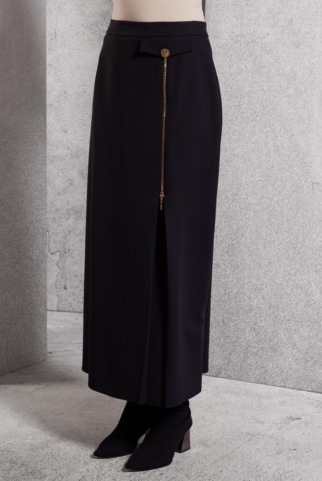 Vêtements hijab NOIR JUPE AVEC FERMETURE ÉCLAIR 60621 - ALVİNA