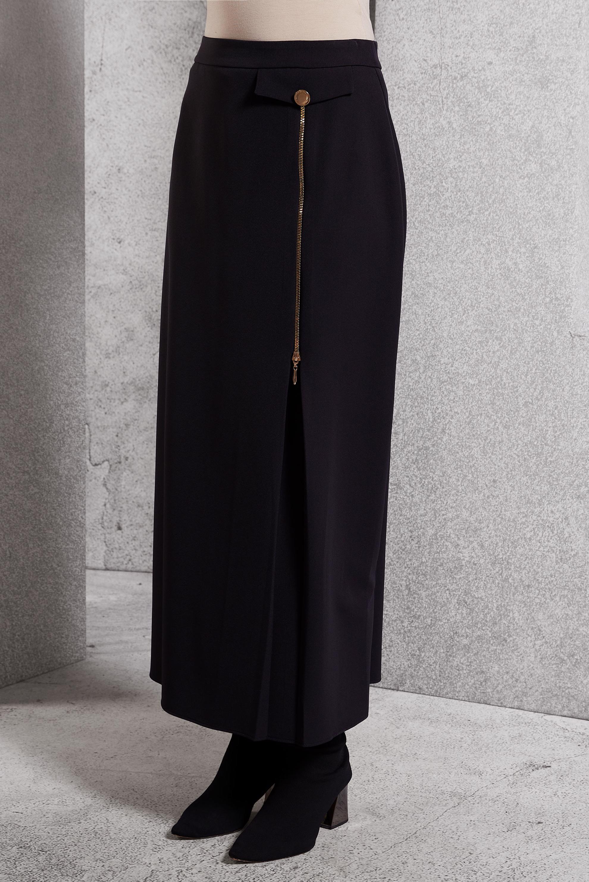 Tesettür giyim SİYAH FERMUAR DETAYLI ETEK 60621