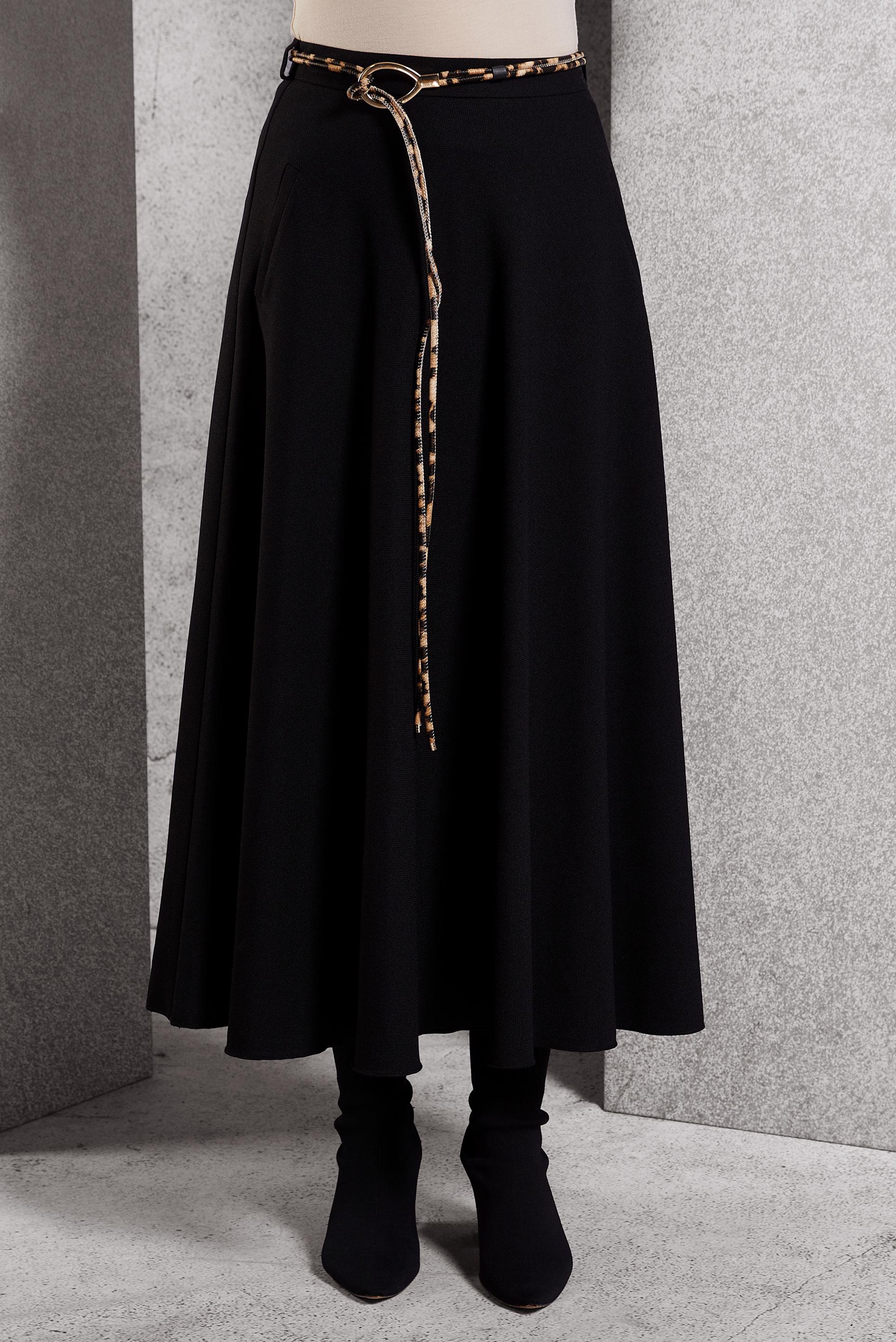 Tesettür giyim SİYAH KEMERLİ ETEK 60622