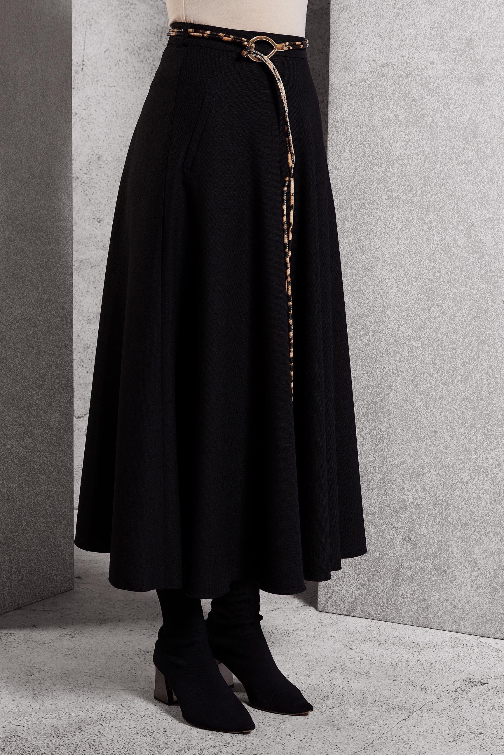 Tesettür giyim SİYAH KEMERLİ ETEK 60622