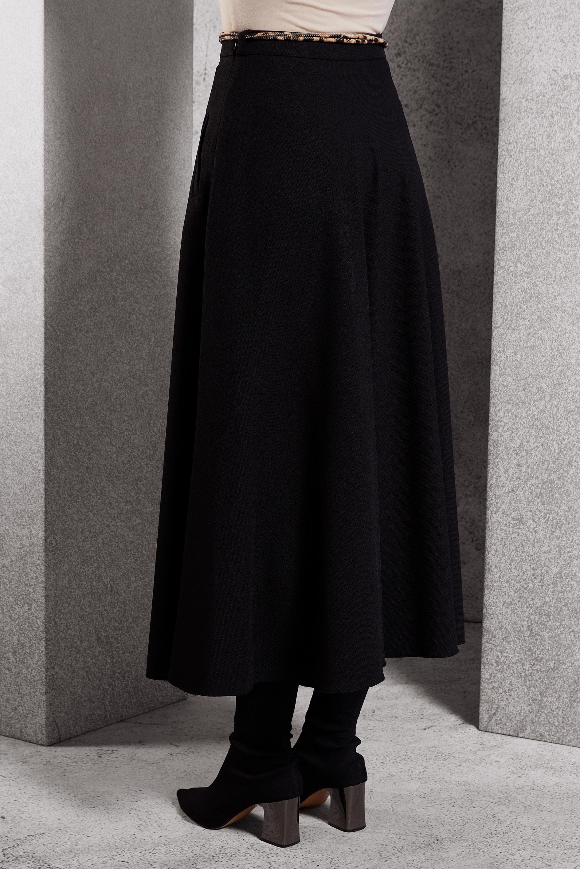 Tesettür giyim SİYAH KEMERLİ ETEK 60622