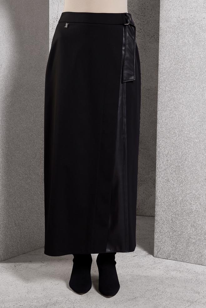 Tesettür giyim SİYAH KUŞAKLI ETEK 60624 - ALVİNA