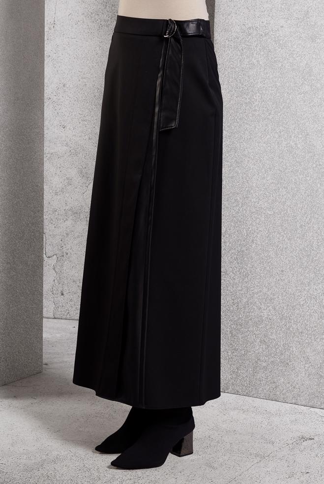 Tesettür giyim SİYAH KUŞAKLI ETEK 60624 - ALVİNA