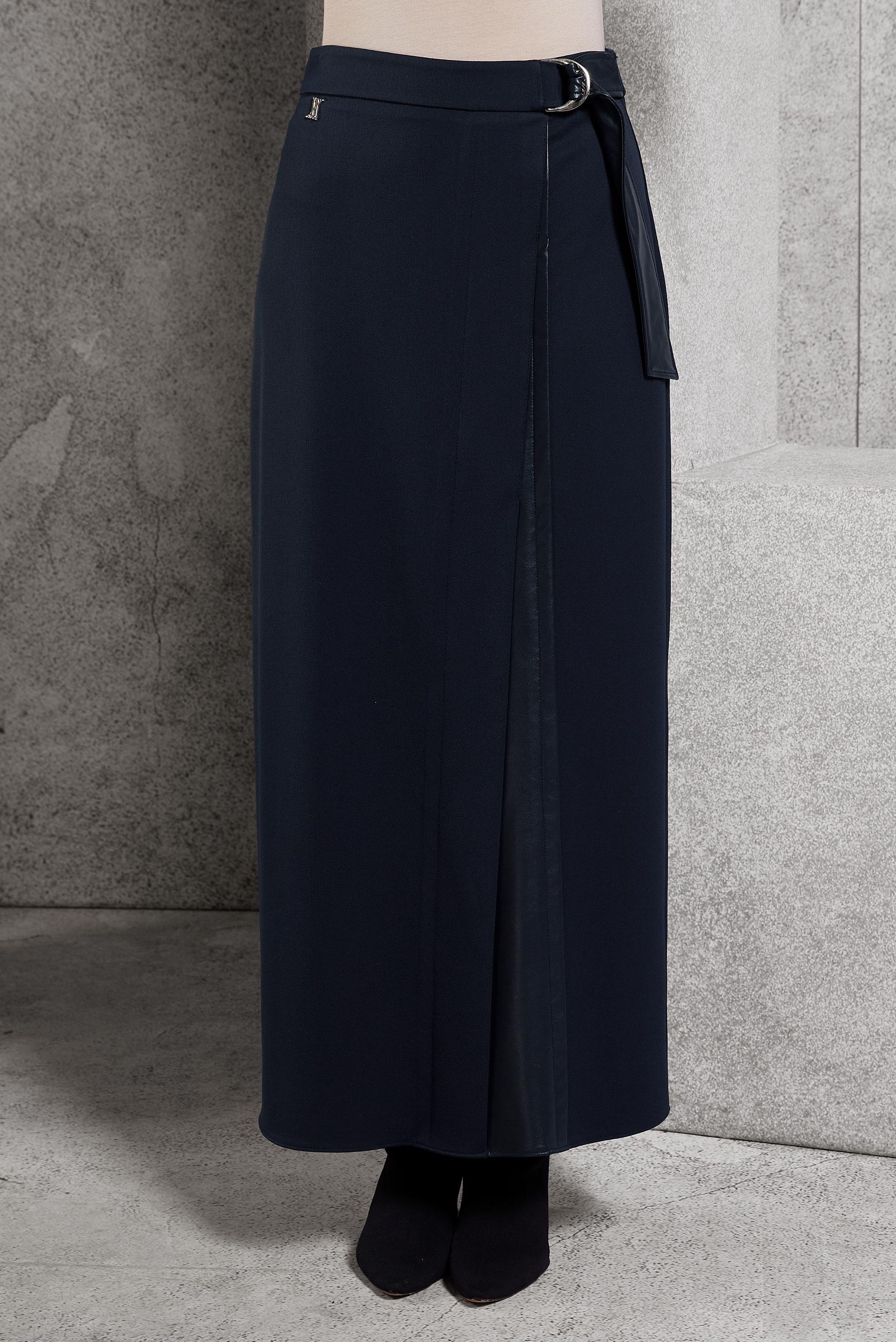 Tesettür giyim LACİVERT KUŞAKLI ETEK 60624