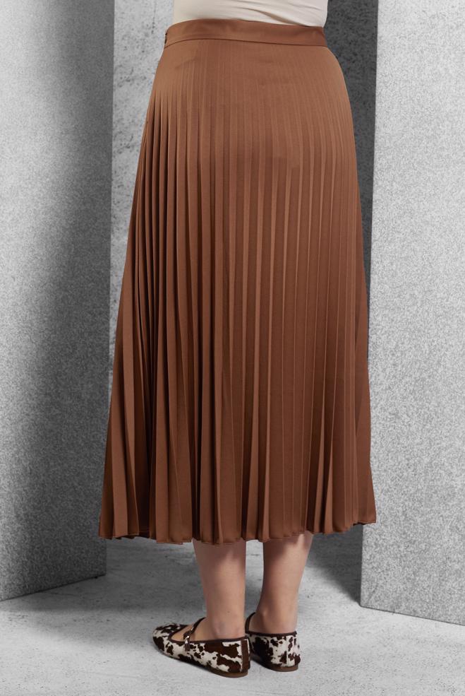 Tesettür giyim TABA PİLİSELİ ETEK 60625 - ALVİNA