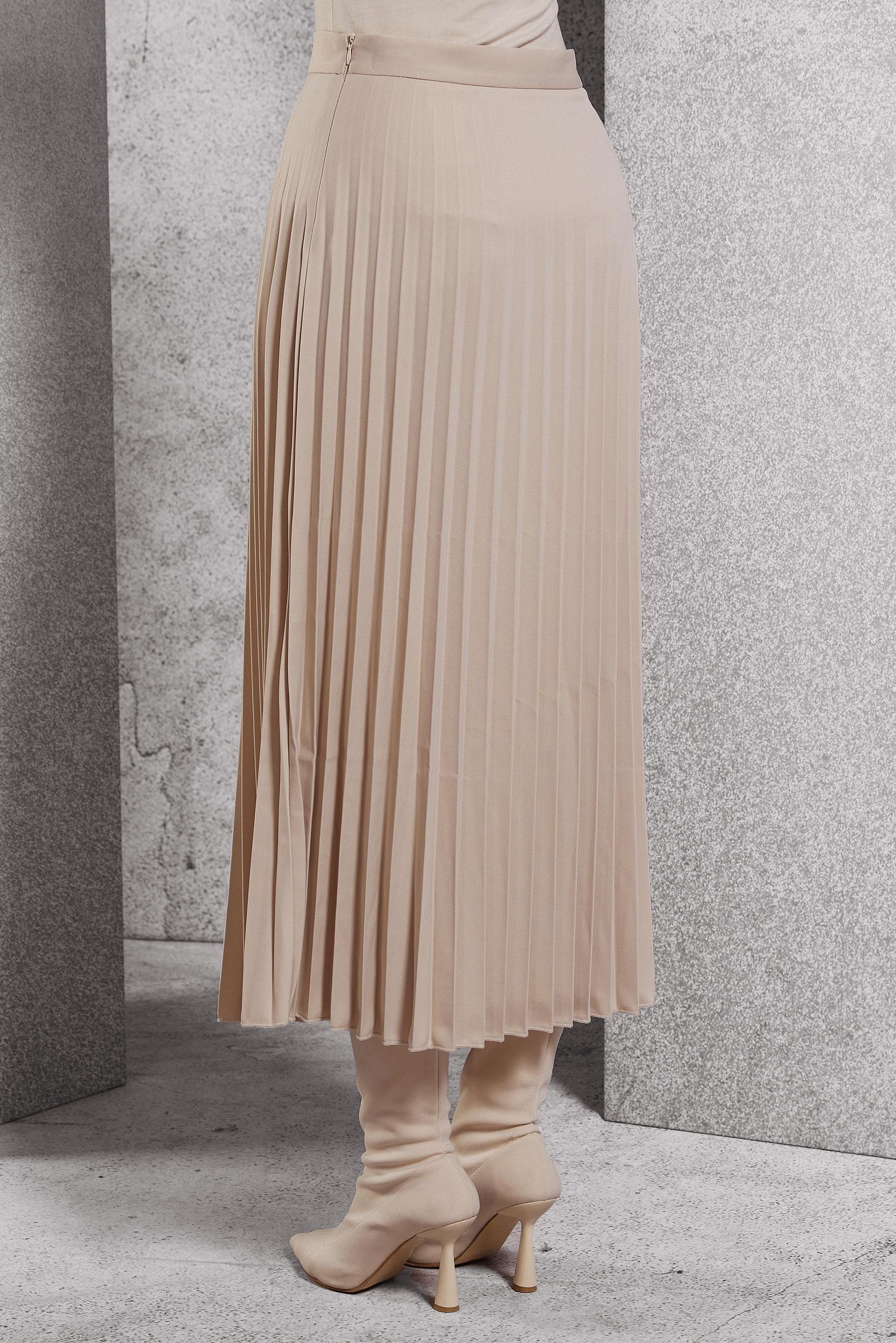 Tesettür giyim BEJ PİLİSELİ ETEK 60625