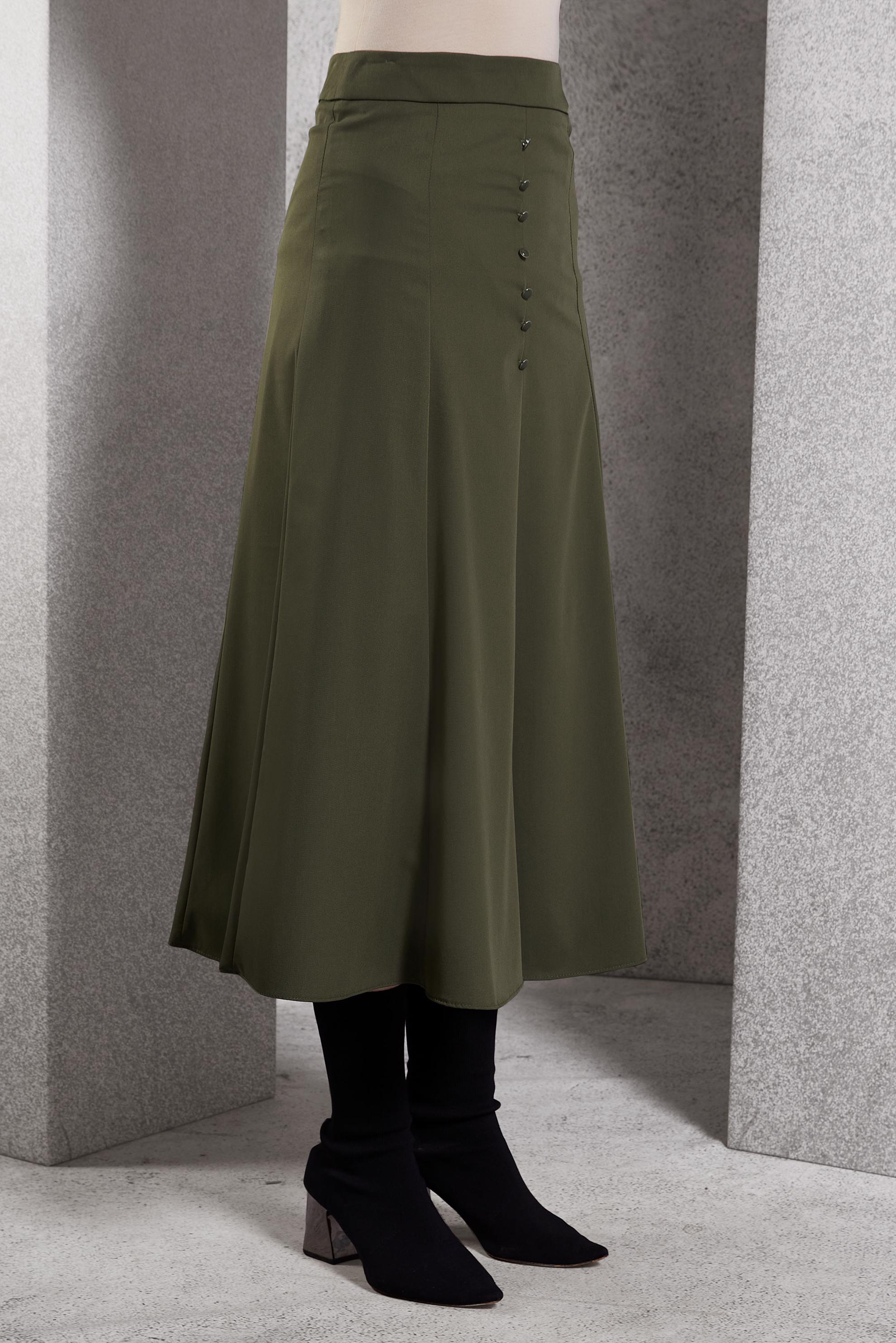 Tesettür giyim HAKİ ÇAN ETEK 60626