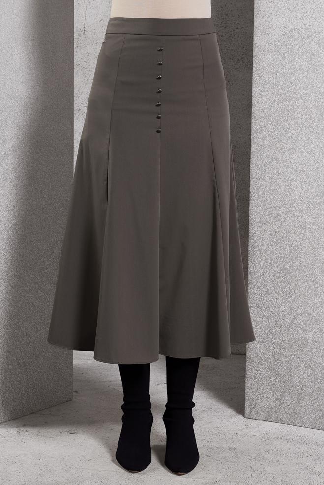 Tesettür giyim VİZON ÇAN ETEK 60626 - ALVİNA