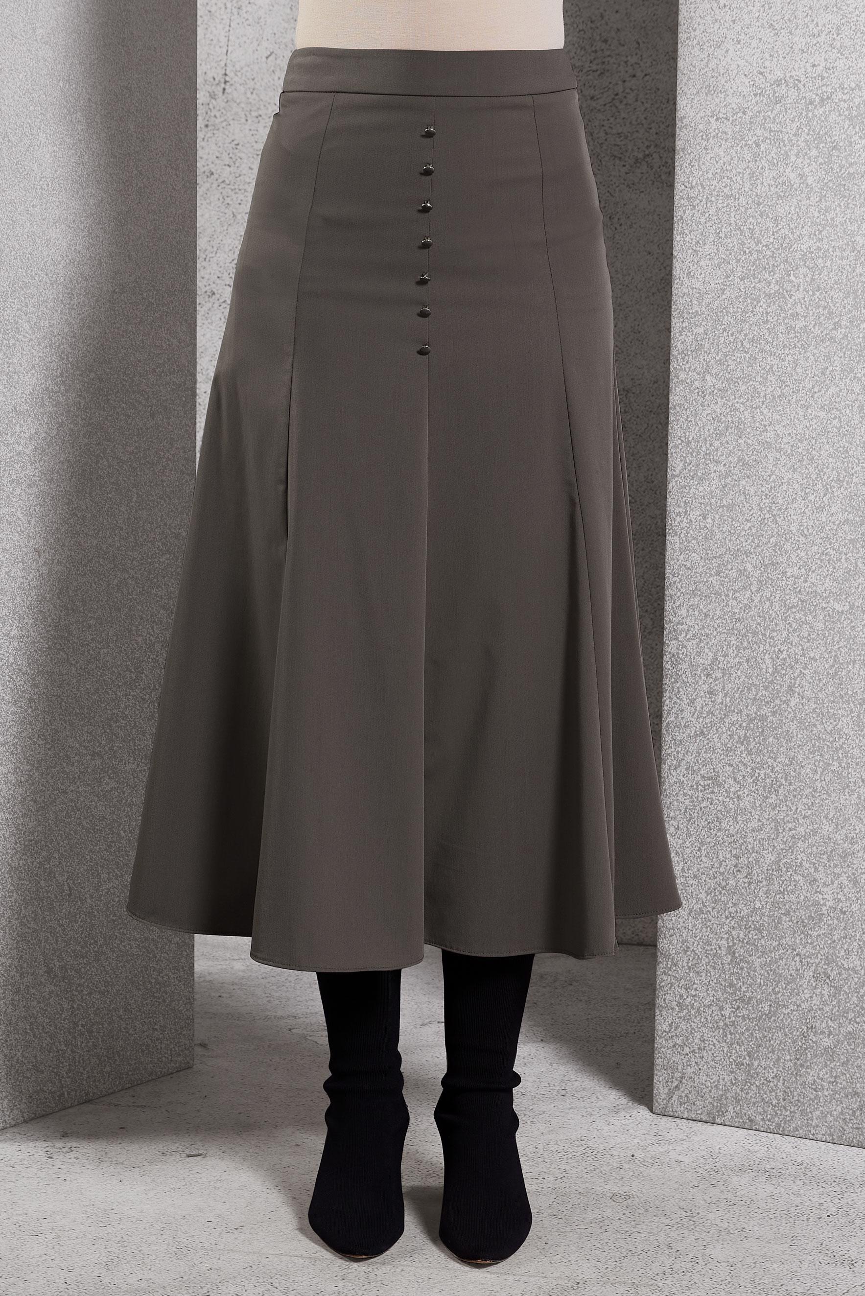 Tesettür giyim VİZON ÇAN ETEK 60626